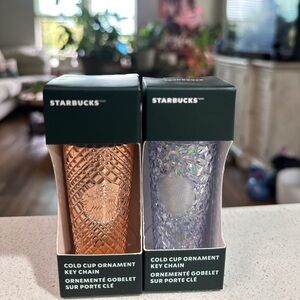 Starbucks set of 2 cold cup ornament key chains